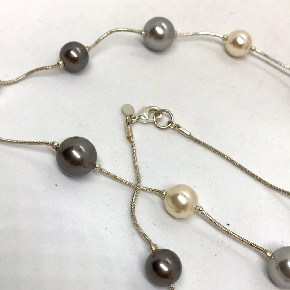 Long Fashion Necklace with Large Faux Pearl Beads, 36” Length - Picture 3 of 3
